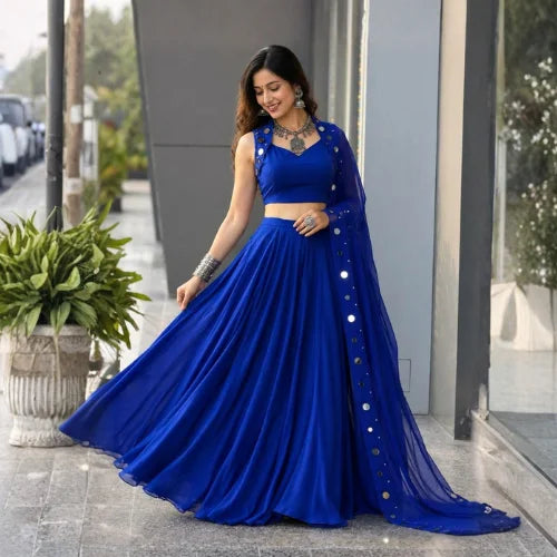 Premium Cotton Mirror Work Lehenga Set