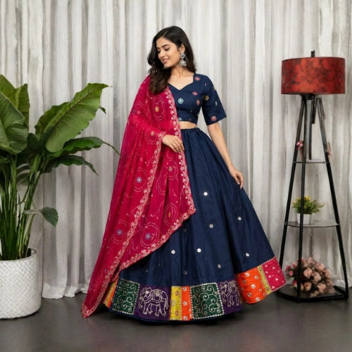 Neelam Aari Mirror Embroidered Lehenga Set