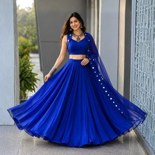 Premium Cotton Mirror Work Lehenga Set