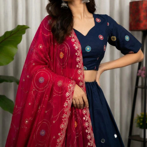 Neelam Aari Mirror Embroidered Lehenga Set