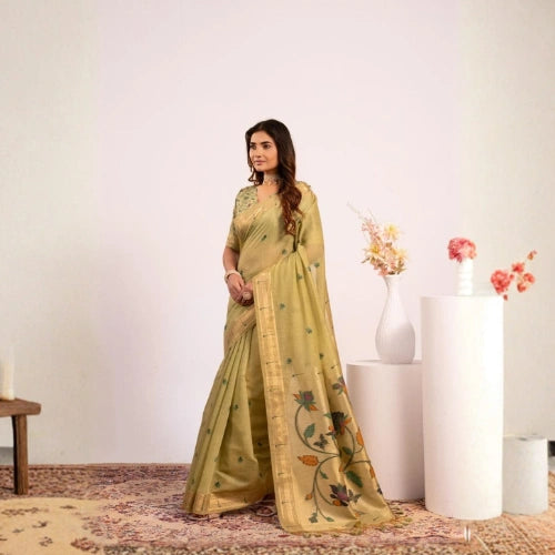 Mayura Paithani Muga Cotton Saree