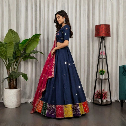 Neelam Aari Mirror Embroidered Lehenga Set
