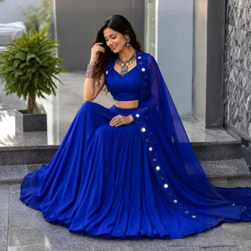 Premium Cotton Mirror Work Lehenga Set