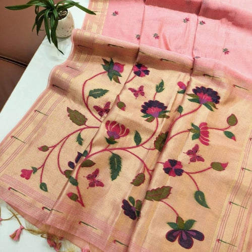 Mayura Paithani Muga Cotton Saree