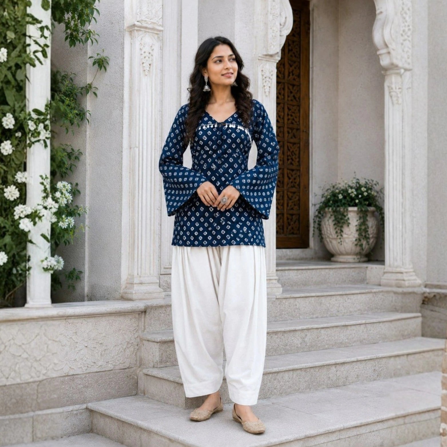 Pure Cotton Bandhej Print Co-ord Set with Farsi Pants