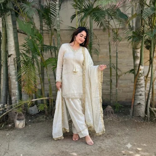 Zehra Fendi Satin Mirrorwork Set