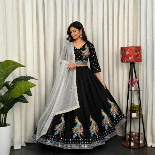 Kashvi Foil Mirror Embroidered Lehenga Set