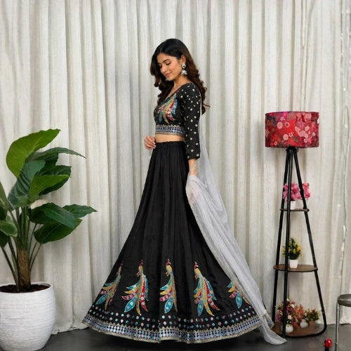 Kashvi Foil Mirror Embroidered Lehenga Set