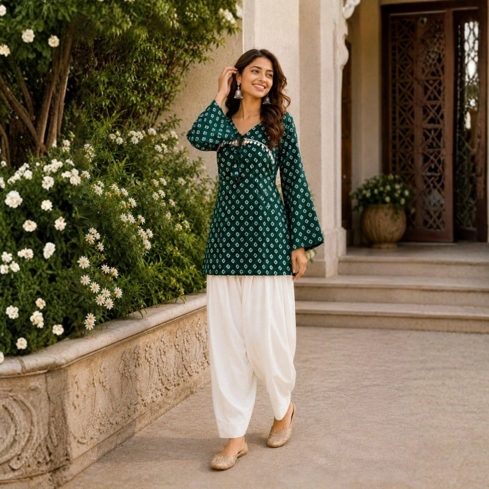 Pure Cotton Bandhej Print Co-ord Set with Farsi Pants