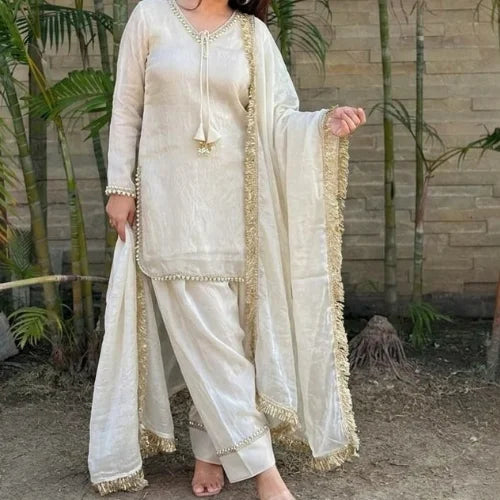 Zehra Fendi Satin Mirrorwork Set