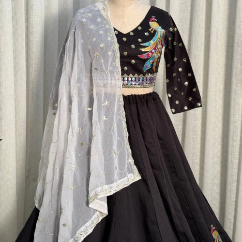 Kashvi Foil Mirror Embroidered Lehenga Set