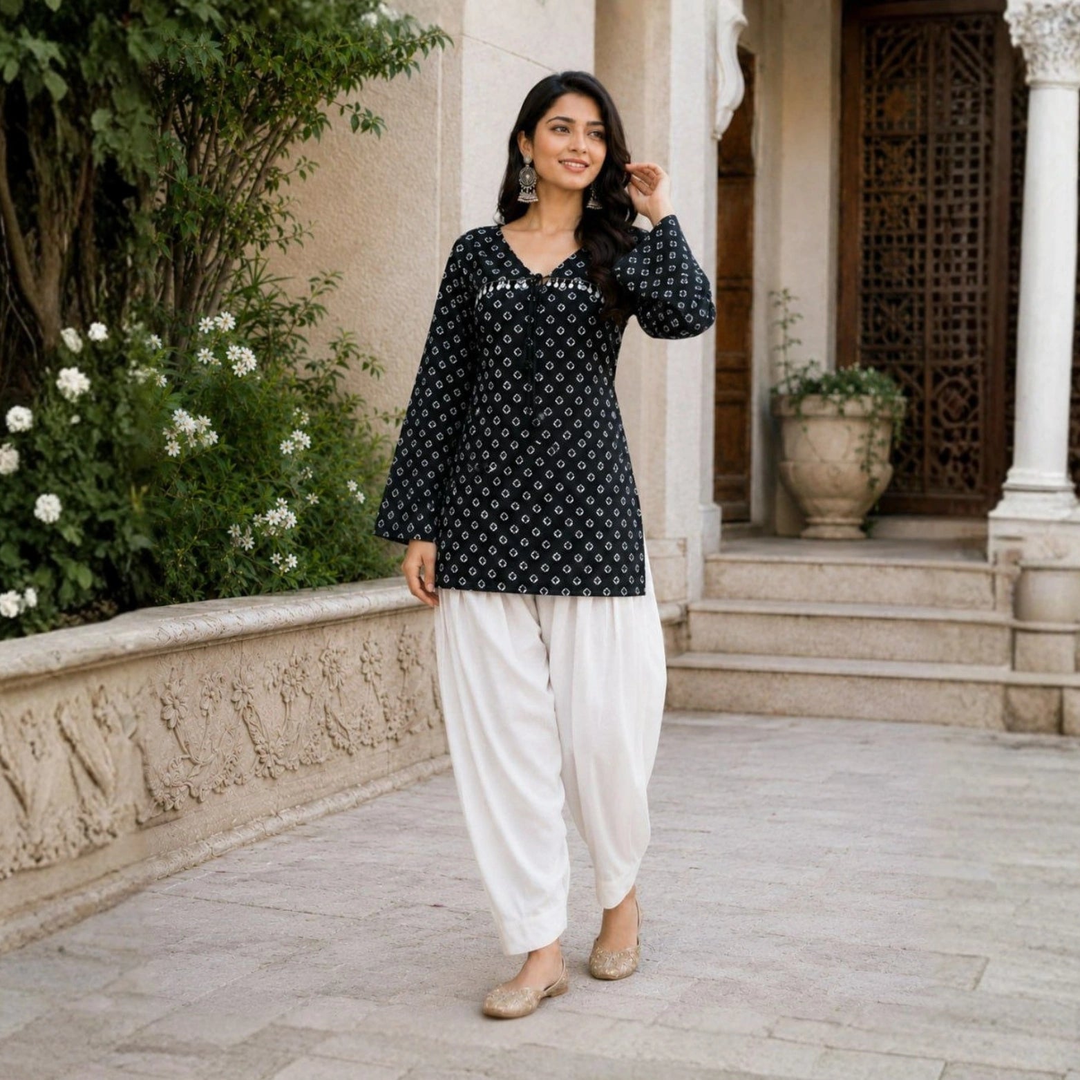 Pure Cotton Bandhej Print Co-ord Set with Farsi Pants