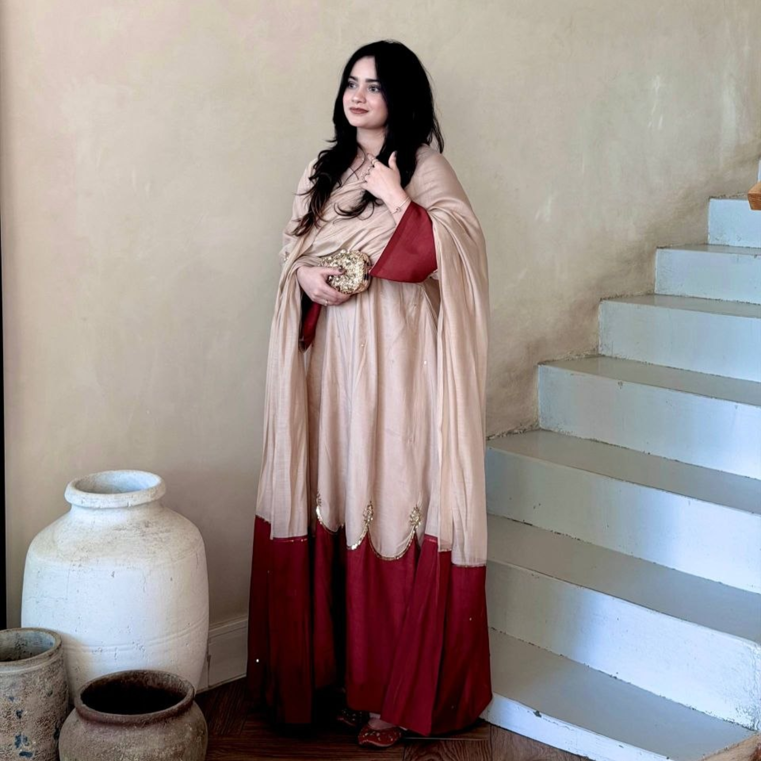 Priyal Roman Silk Kaftan Set
