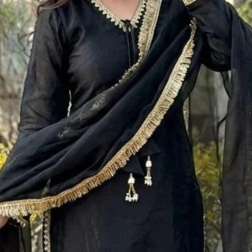 Zehra Fendi Satin Mirrorwork Set