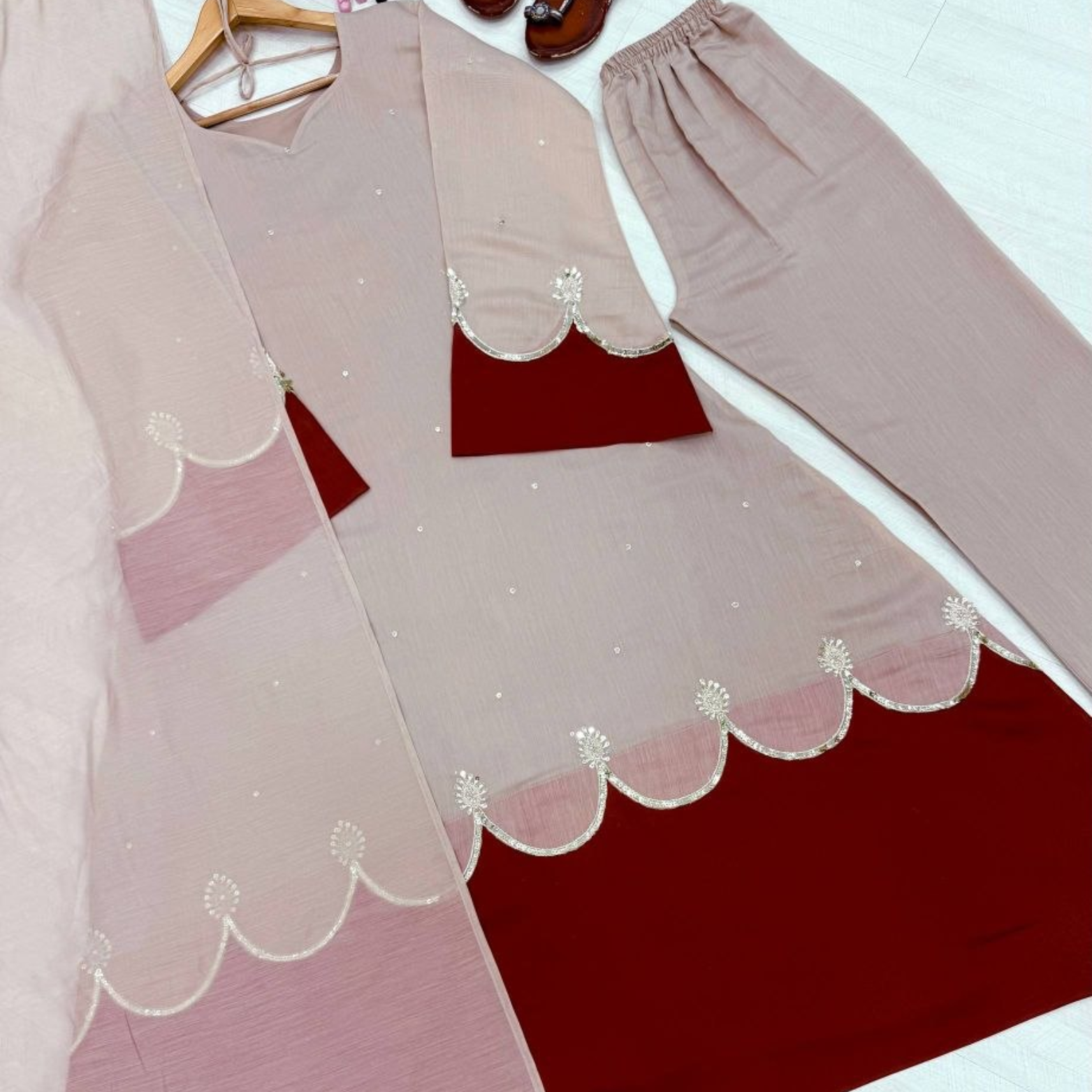Priyal Roman Silk Kaftan Set