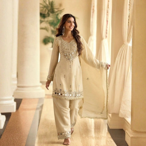 Sayuri Vichitra Silk Mirror Work Suit Set