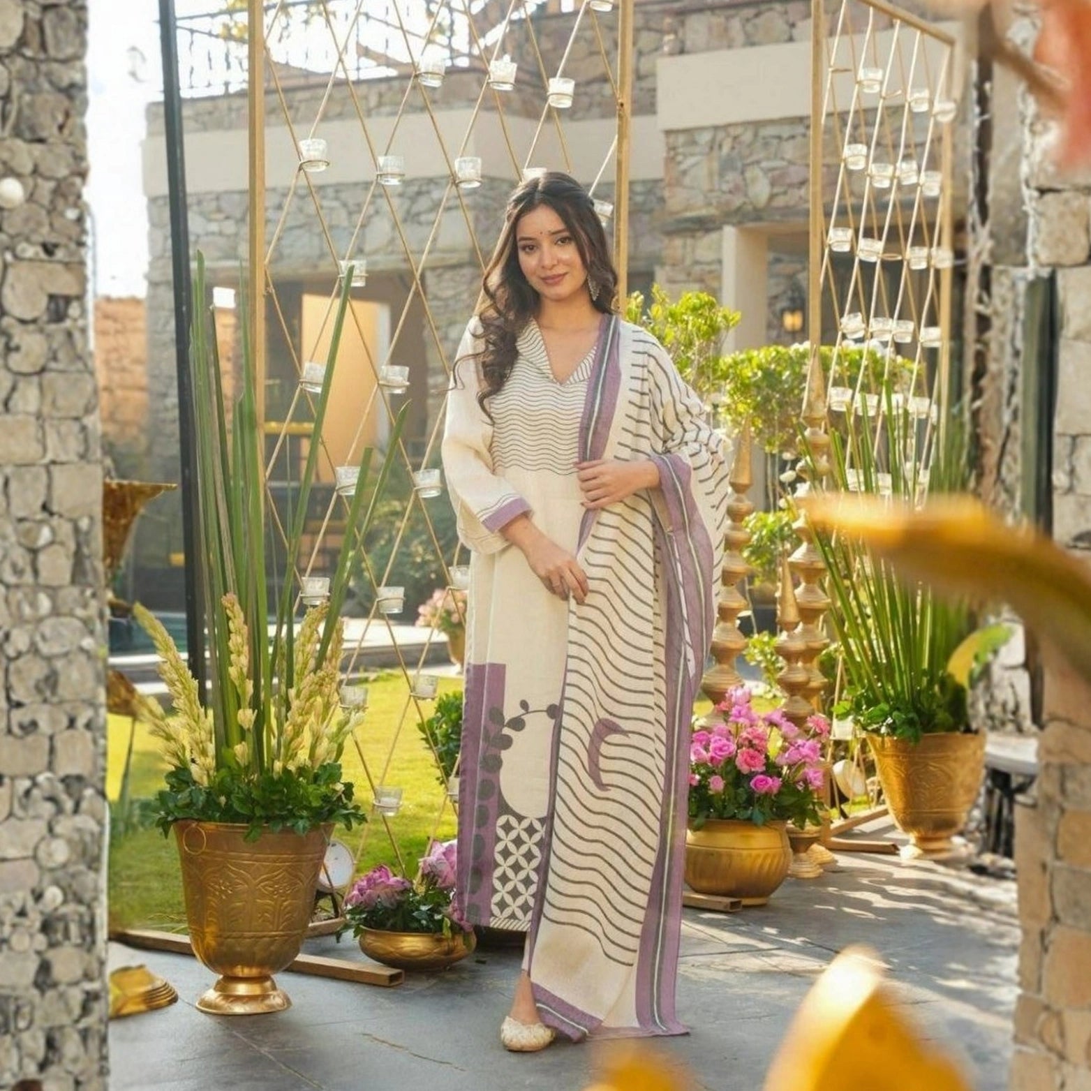 Printed Muslin Kurta Set with Muslin Dupatta