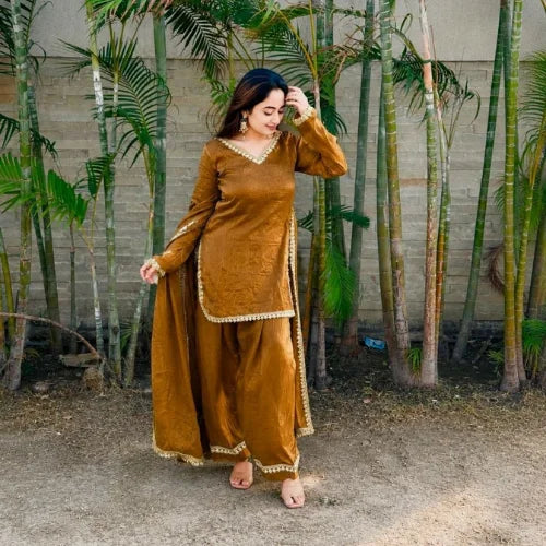 Zehra Fendi Satin Mirrorwork Set