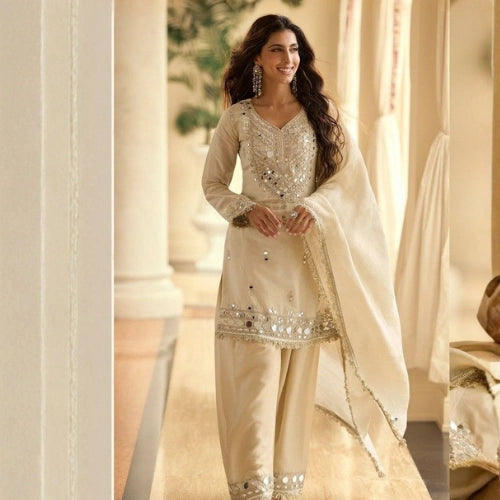 Sayuri Vichitra Silk Mirror Work Suit Set