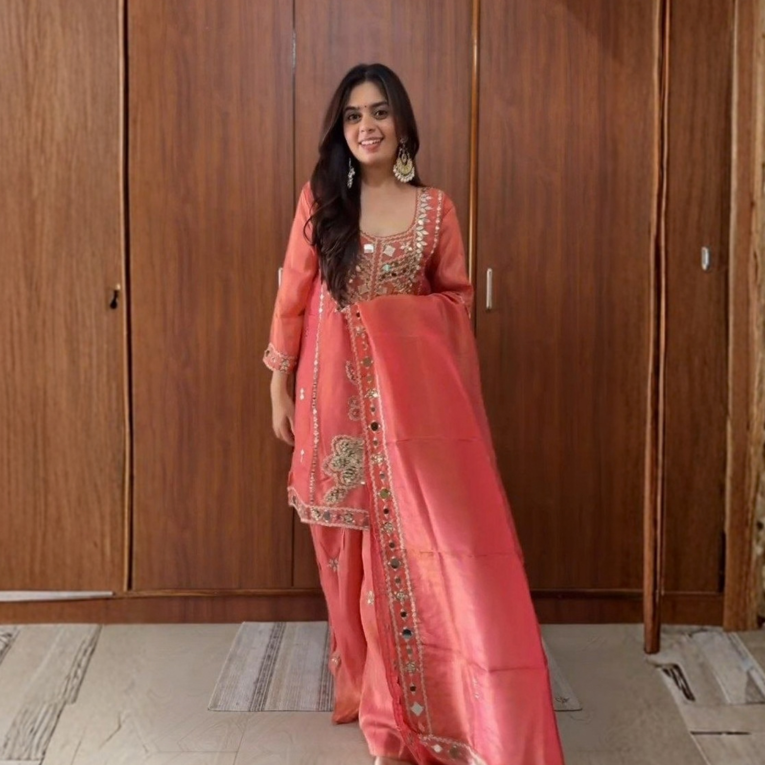 Meher Mirrorwork Space Silk Suit Set