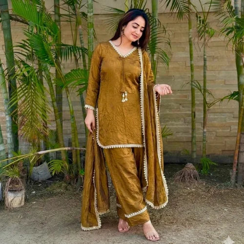 Zehra Fendi Satin Mirrorwork Set