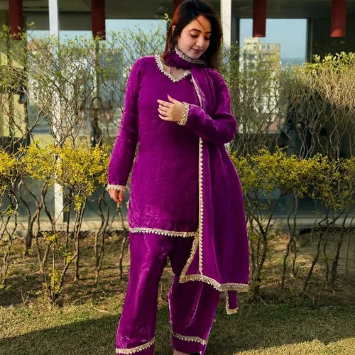 Zehra Fendi Satin Mirrorwork Set