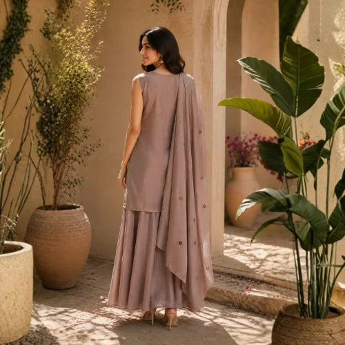 Premium Chinon Designer Kurti Palazzo Set