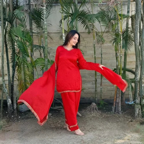 Zehra Fendi Satin Mirrorwork Set