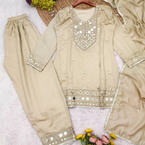 Sayuri Vichitra Silk Mirror Work Suit Set
