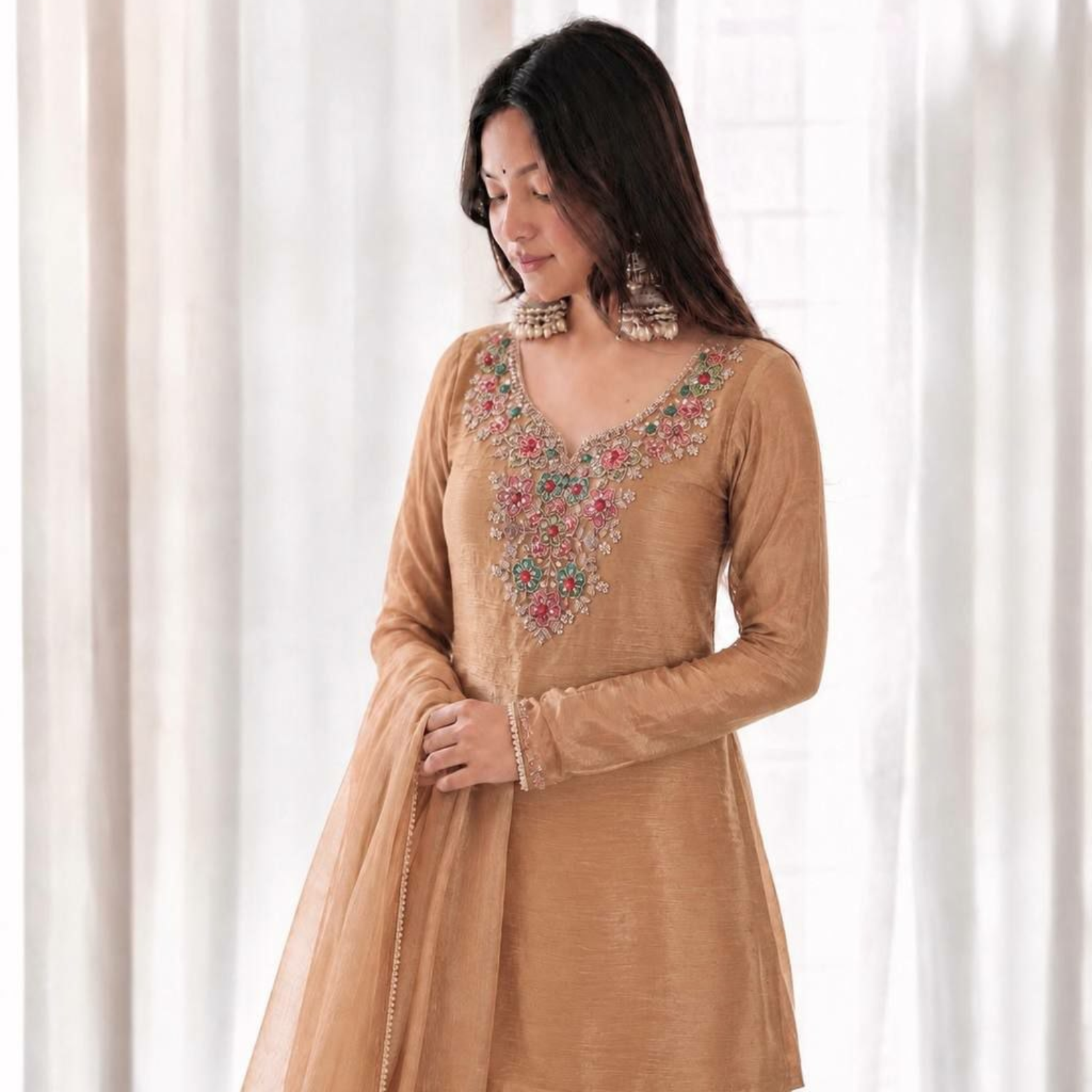 Aaradhya Salsa Silk Embroidered Suit Set