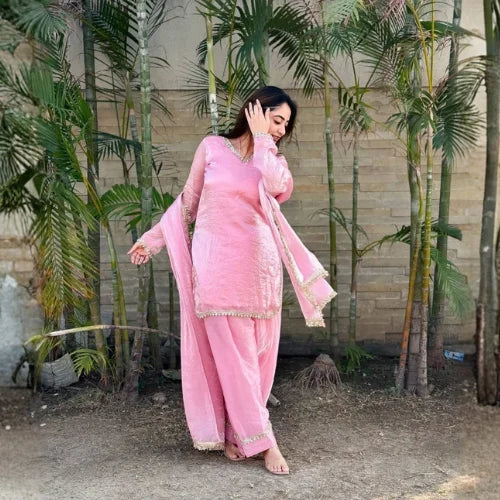Zehra Fendi Satin Mirrorwork Set