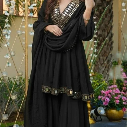 Noor Chinon Mirrorwork Plazzo Set