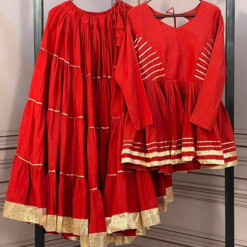 Gulnaar Gota Patti Frill Lehenga Set