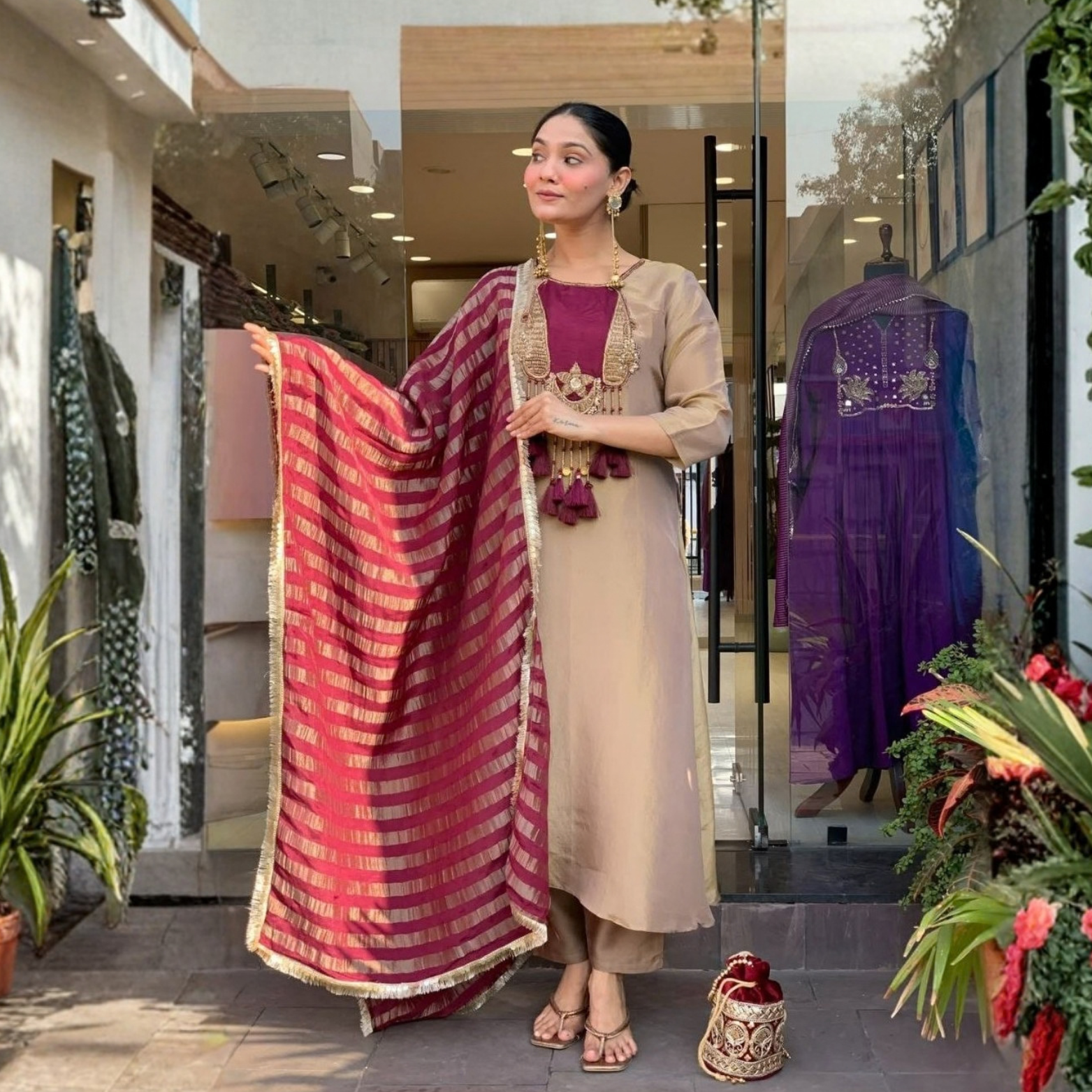 Areeza Glass Malai Silk Suit Set