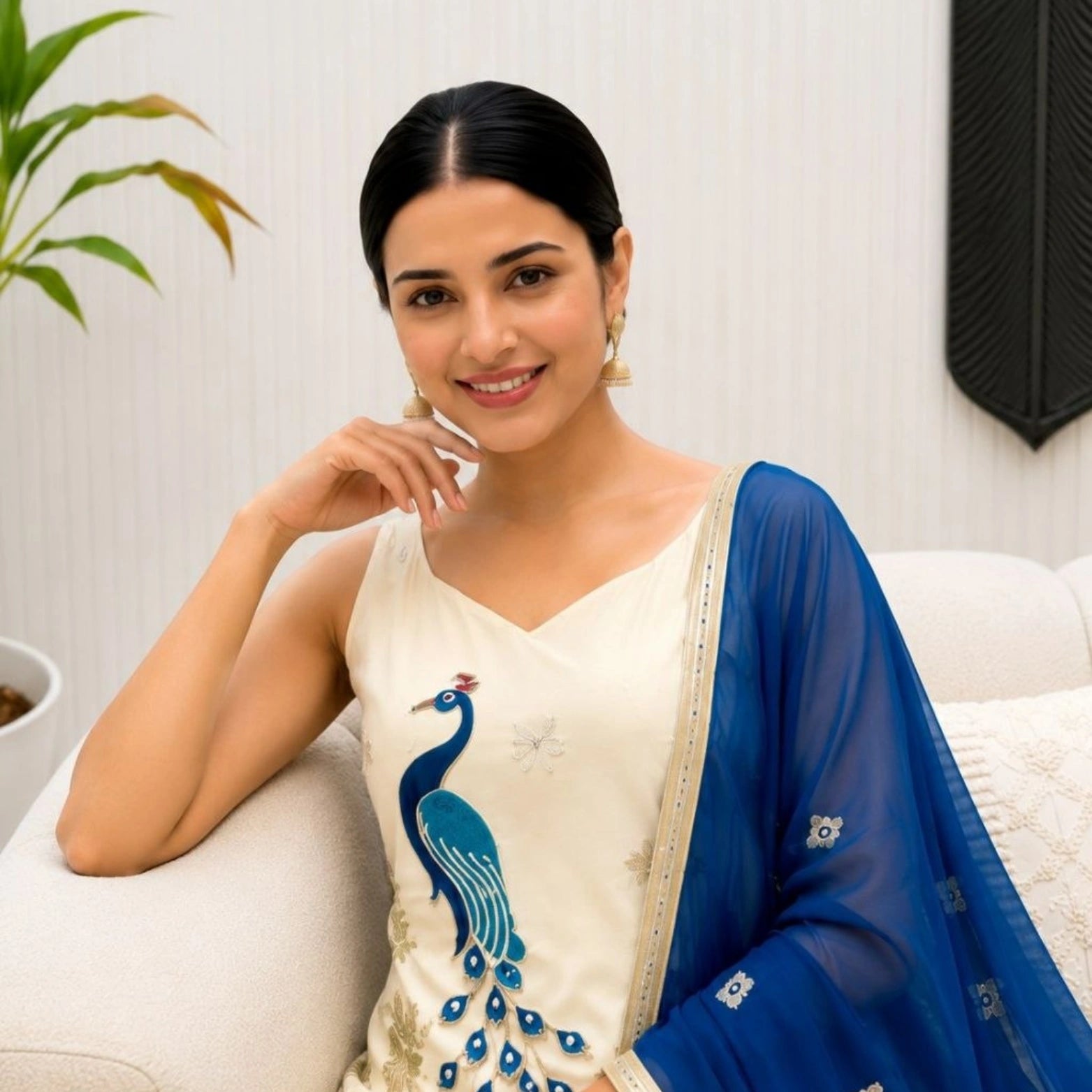 Morlo 2 French Crepe Embroidered Kurta Set with Georgette Dupatta