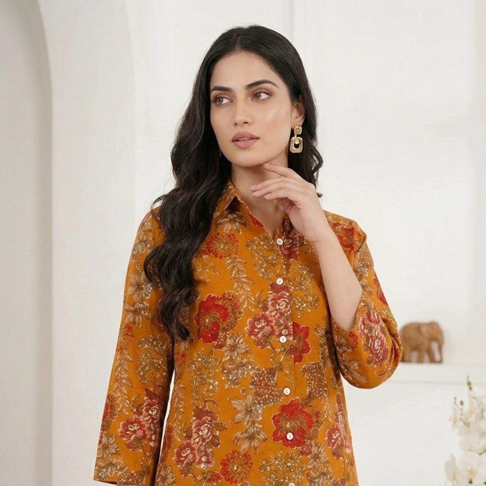 Printed Rayon Cotton Co-ord Set with Foil Work