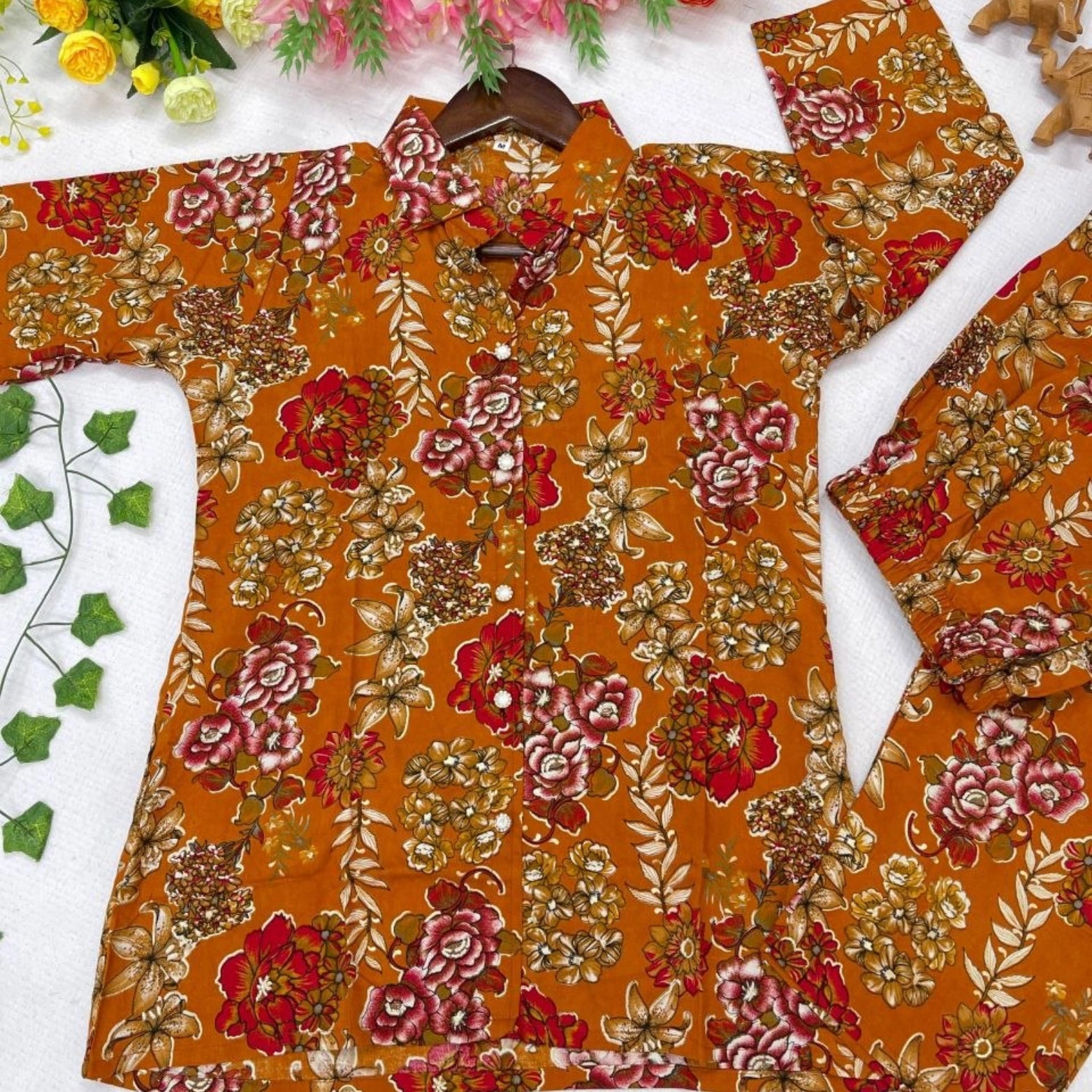 Printed Rayon Cotton Co-ord Set with Foil Work
