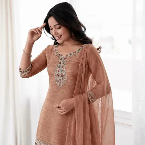Aarohi Salsa Silk Kundan Set
