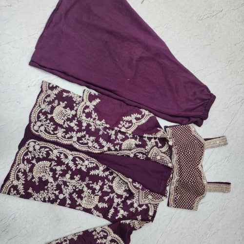 Chinon Silk Embroidered Co-Ord Set with Jacket