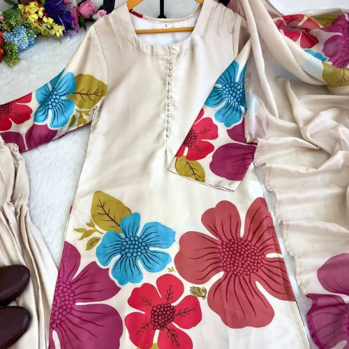 Gulbahar Satin Floral Co-ord Set