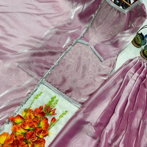 Aarohi Lace Silk Palazzo Set