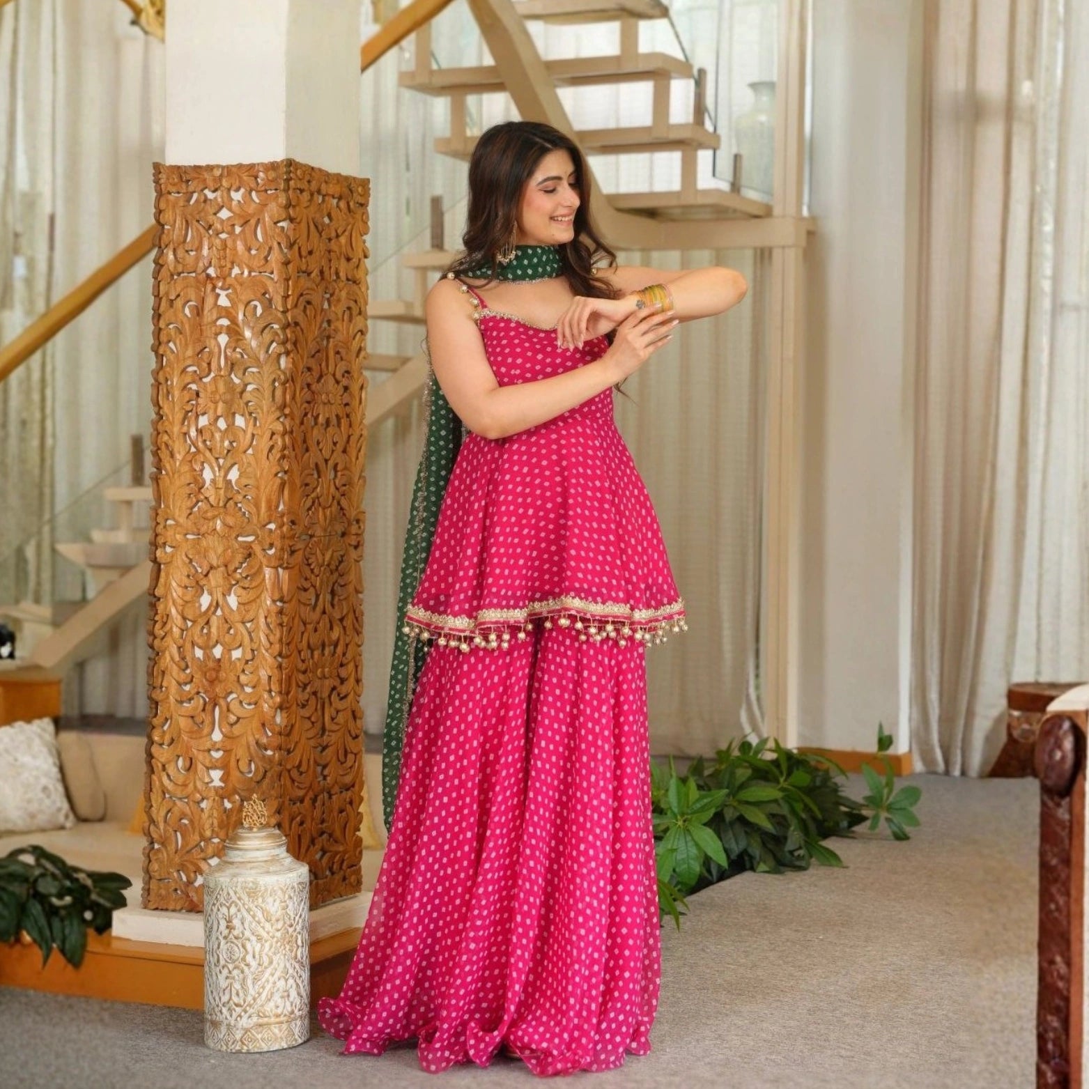 Gulabo Bandhej Kediya Set
