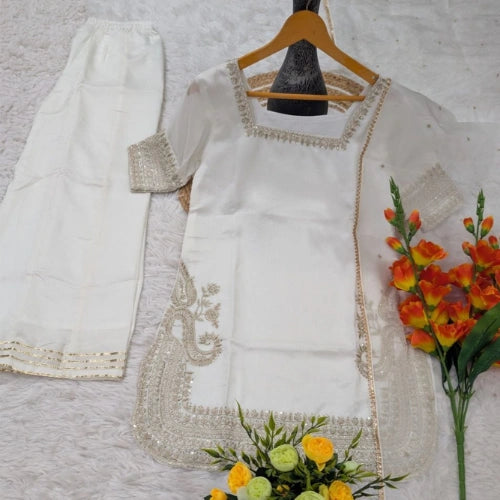 Aarohi Chinon Embroidered Sharara Set