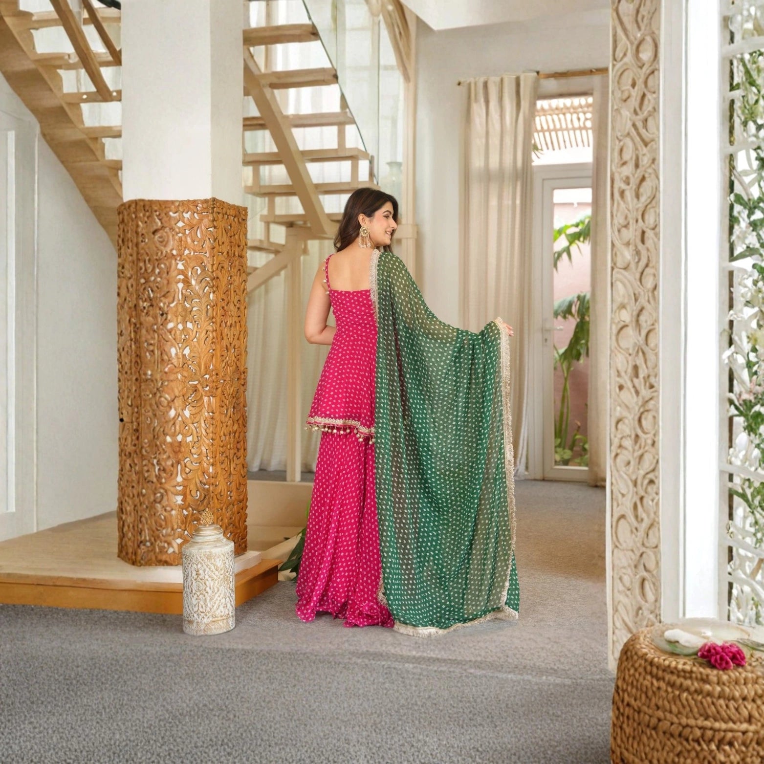 Gulabo Bandhej Kediya Set