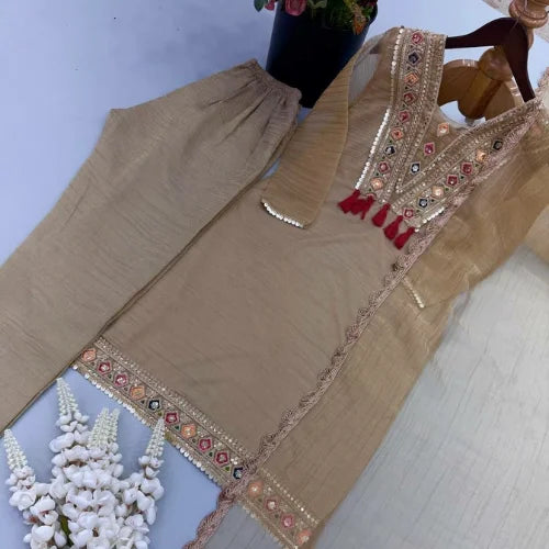 Mehrika Embroidered Salsa Silk Suit Set