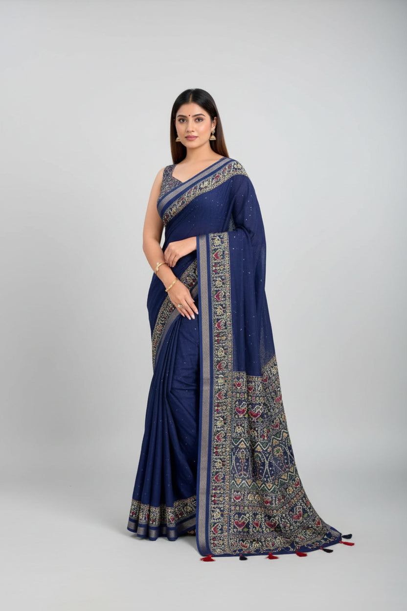 Varnika Ajrakh Mul Cotton Saree