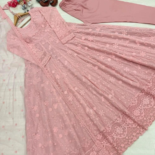 Meher Embroidered Organza Gown Set