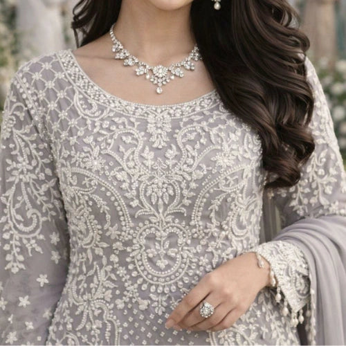 Heavy Georgette Embroidered Suit Set with Beads Work