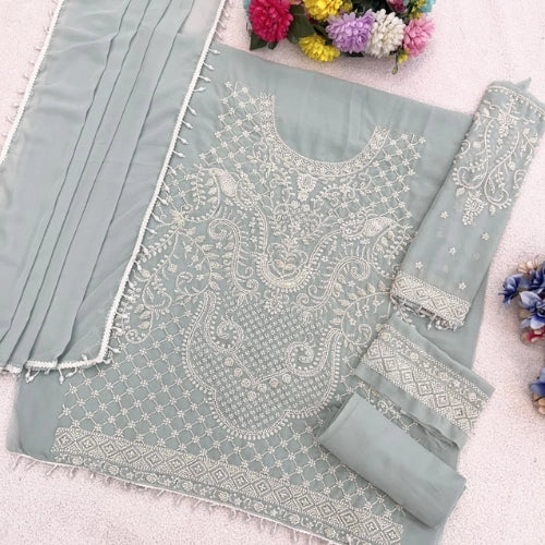 Heavy Georgette Embroidered Suit Set with Beads Work