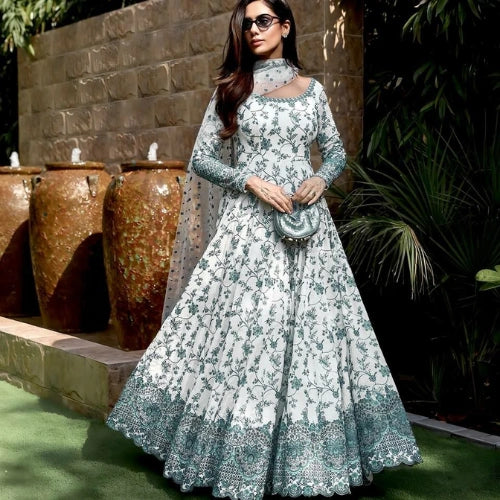 Meher Embroidered Organza Gown Set